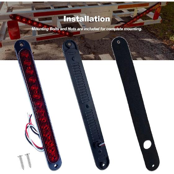 10" LED Trailer Brake Lights Bar Strip Aluminum Alloy Base Red Stop Turn Identification Side Marker Tail Lights Assembly For Truck Marine Boats, 15