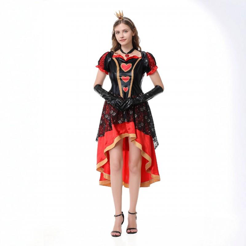Queen Of Hearts Costume Cosplay Dress Women Halloween Party Role Play Outfit Size M L XL