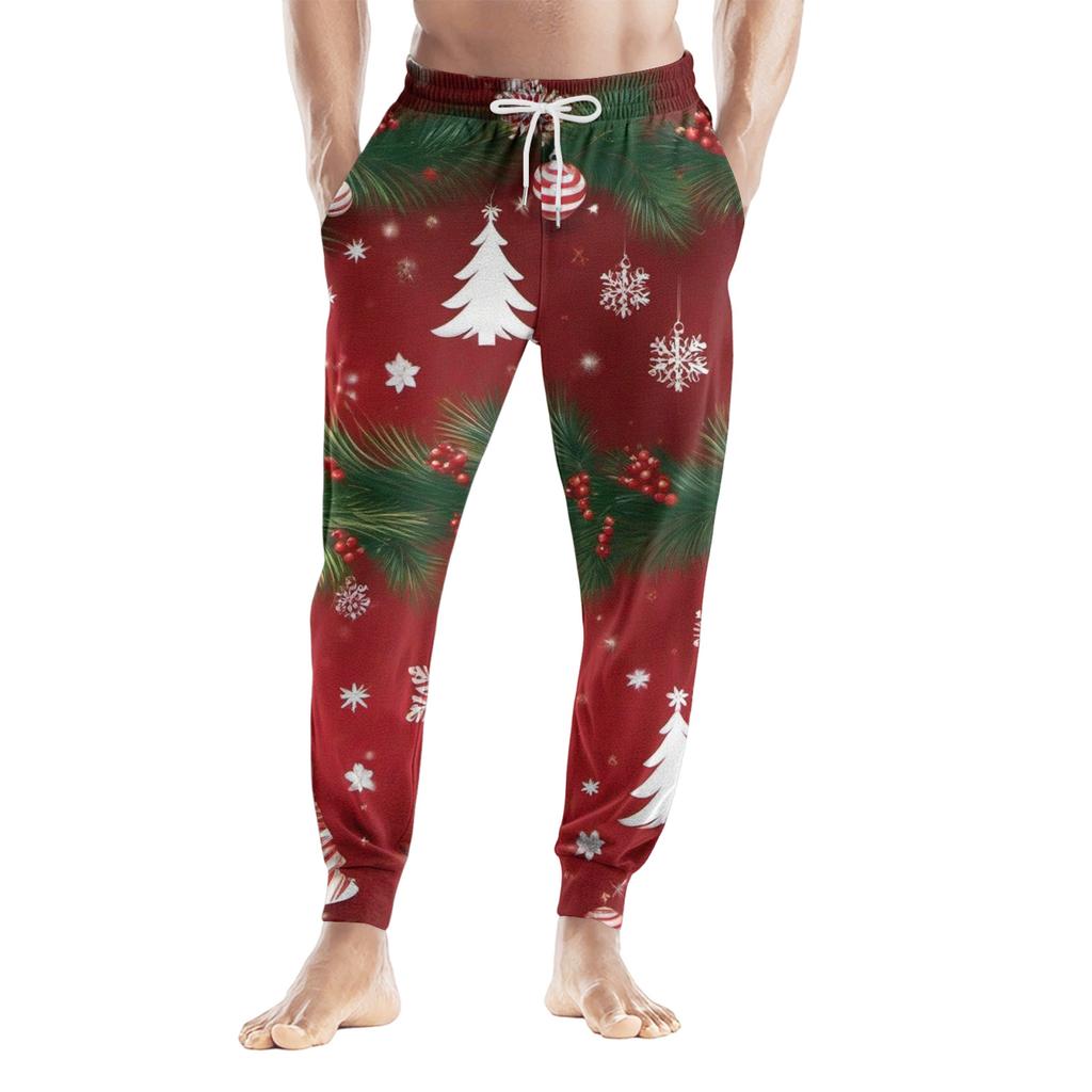 Men's Drawstring Pocket Casual Pants, Checkered Striped Printed Pocket Casual Pants, Home Sleeping Pants