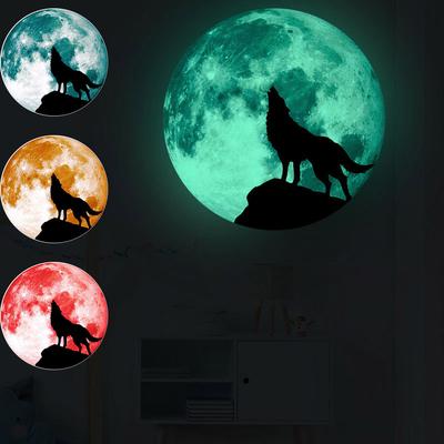 Creative Luminous Moon Wall Stickers Halloween Decoration Stickers Luminous Wolf