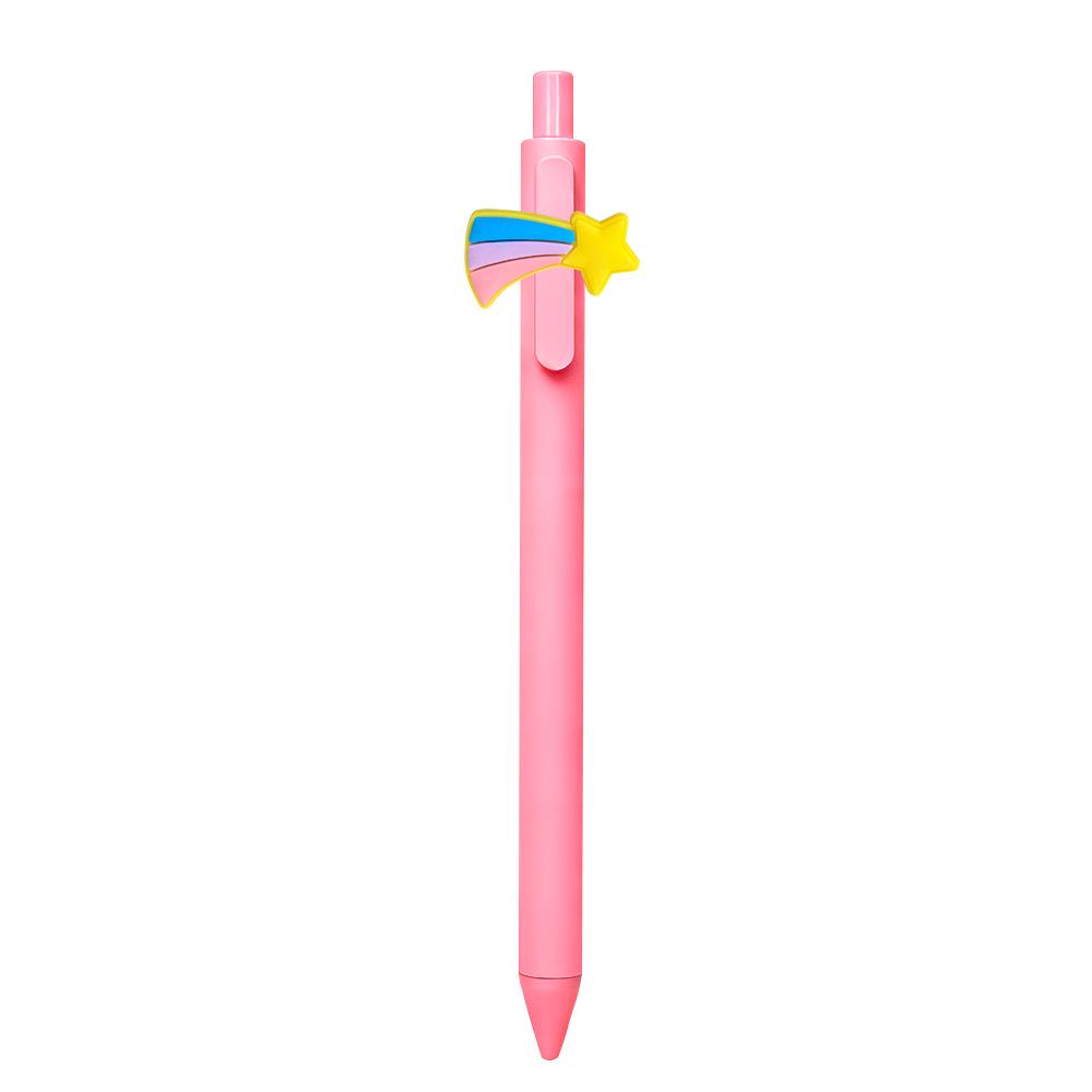 Pink Cartoon Ballpoint Pens - Soft Rubber Stickers, DIY Student & Office Stationery, Colored Ink.