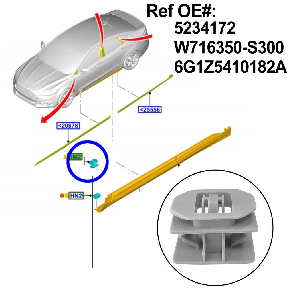 10x For Ford Kuga Escape Mondeo Fusion Cmax Transit Ecosport Side Skirt Sill Rocker Panel Moulding Trim Cover Clips Pin Retainer