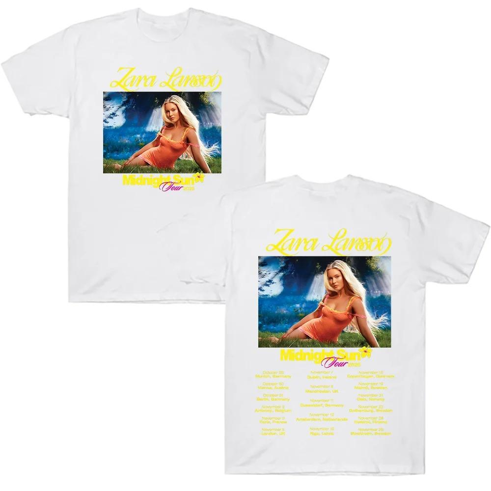 Zara Larsson Midnight Sun Tour 2026 T-shirt męski damski bawełniany T-shirt Ummer Casual Short Men Women Odzież uliczna wysokiej jakości