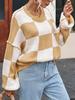 2024 New Autumn/Winter Plaid Round Neck Sweater for Europe & America
