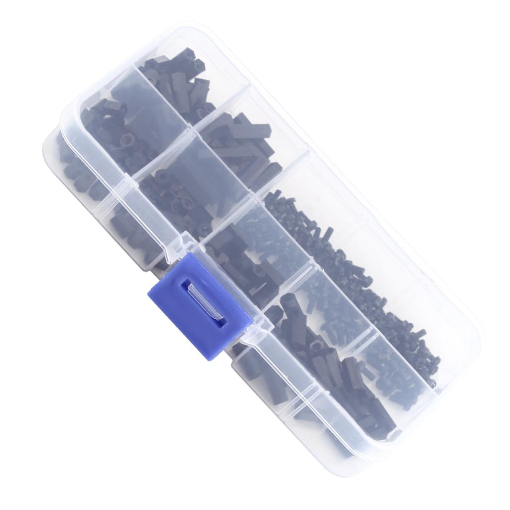 250PCS Nylon M2 Hex  Female Standoff Column Spacer Screw Assortment Kit (M2 Female Standoff D)