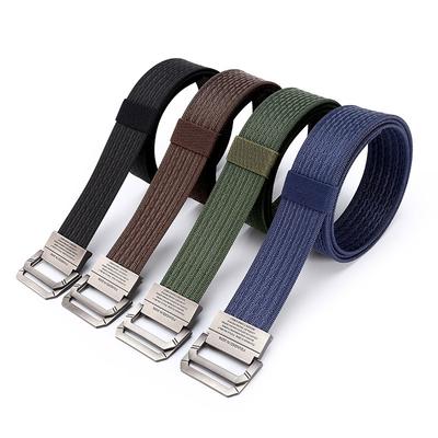 Belt Men'S Alloy Double Loop Buckle Belt Outdoor Tactical Canvas Nylon Belt