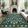 Aesthetic Flowers Carpet for Living Room Machine Washable Sofa Coffee Table Non Slip Floor Mat Home Bedroom Bedside Soft Rug