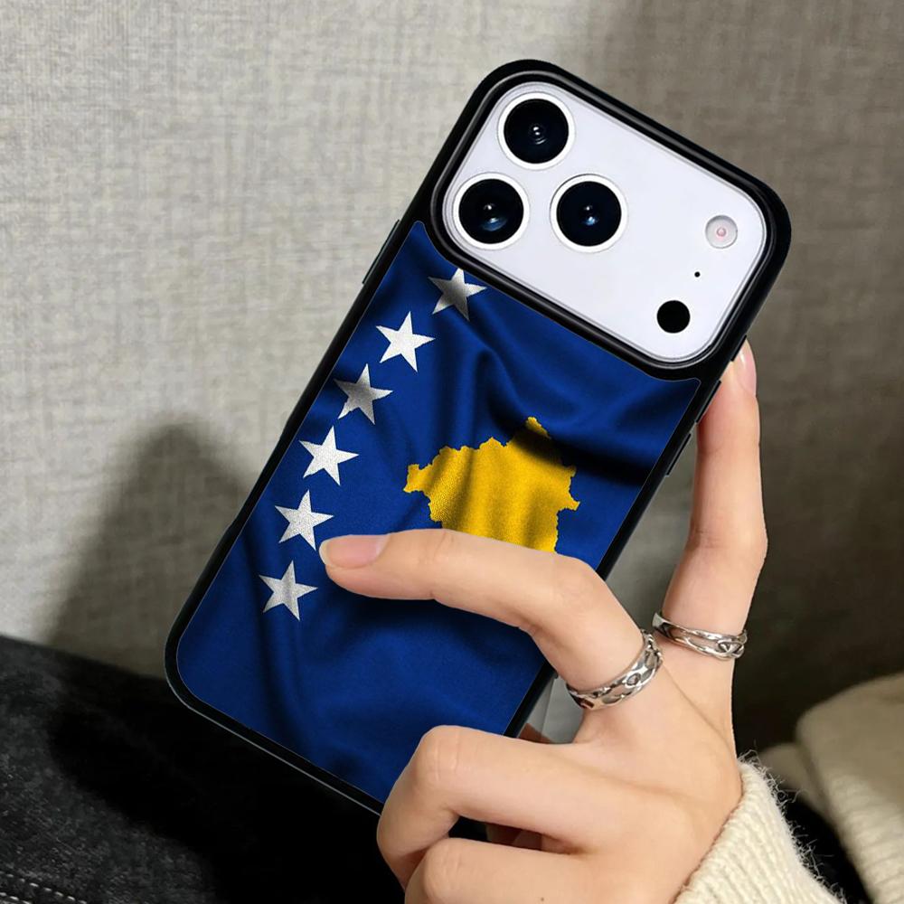 Capa Case for iPhone 17 Air 16 Pro Max 15 Plus 11 13 Mini 14 12 Back Phone Cover Kosovo Flag