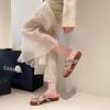 Beach wear fairy wind with skirt bow flat sandals women's 2025 summer new fashion rhinestone slippers
