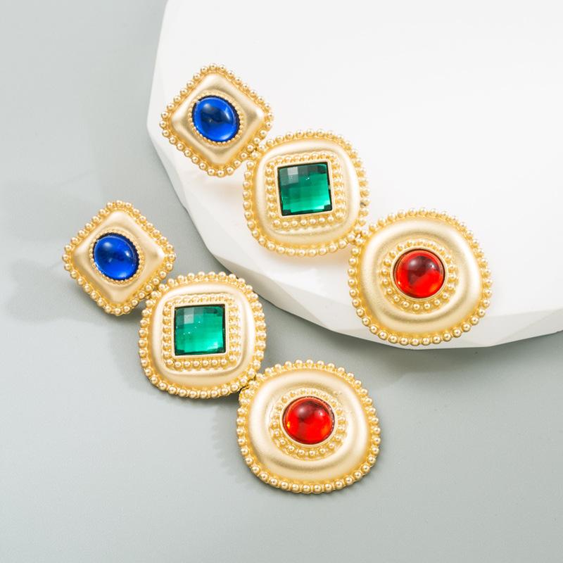 

Женские серьги-капли, креативные серьги из сплава с инкрустацией, цветные, геометрические, с кристаллами, серьги с высоким темпераментом OneSize красный