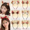 Christmas Deer Antler Headband Red Forest Style, Festive Reindeer Hair Band for Women Girls Children Holiday