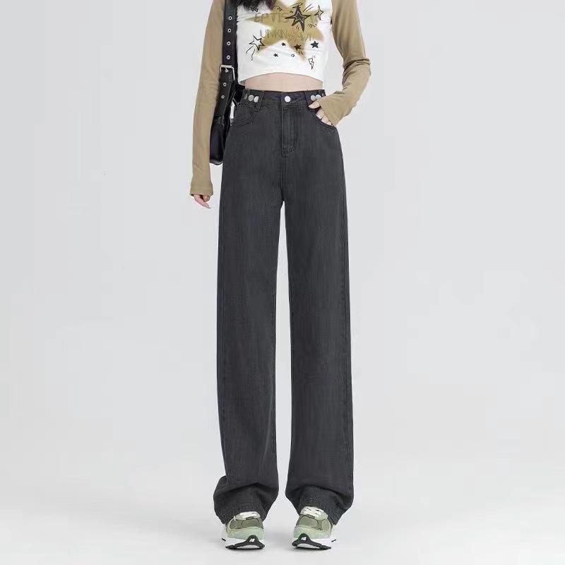 Women's 2023 Winter High-Waist Wide-Leg Jeans: Warm, Thick, Straight-Leg, Slimming Velvet Trousers.