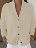 2026 European & American Autumn/Winter Women's Knit Cardigan - Loose, Lazy Style, Lapel, Buttoned, Plain Long Sleeve Sweater