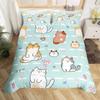 Kawaii Cat Duvet Cover Set for GirlsCute Cartoon Animal Kitten Bedding Set Lovely Romantic Theme Soft Comforter Cover Full Size