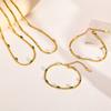 Cubic Zirconia Snake Chain Necklace Bracelet for Women, Stainless Steel Herringbone Chain Set Jewelry Fashion Charms Gift