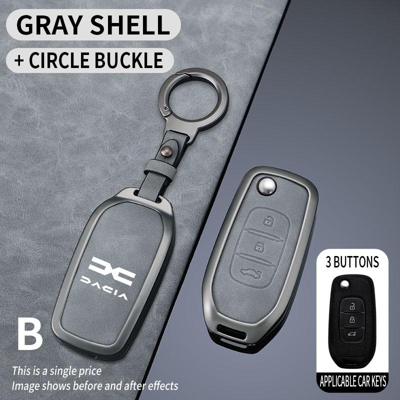 LYRH4 Fashion Leather Car Key Case Cover Shell Fob For Dacia Logan Sandero Stepway 2025 Duster Lodgy Spring Jogger Bigster For Renault