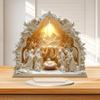 Shatterproof Nativity Tabletop Ornament With Intricate White Religious Birth Scene Figurine For Home Church Display