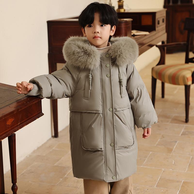 Boys' Down Jackets, Girls' Medium-length Thickened Coats, and Winter Children's Cotton-padded Clothes