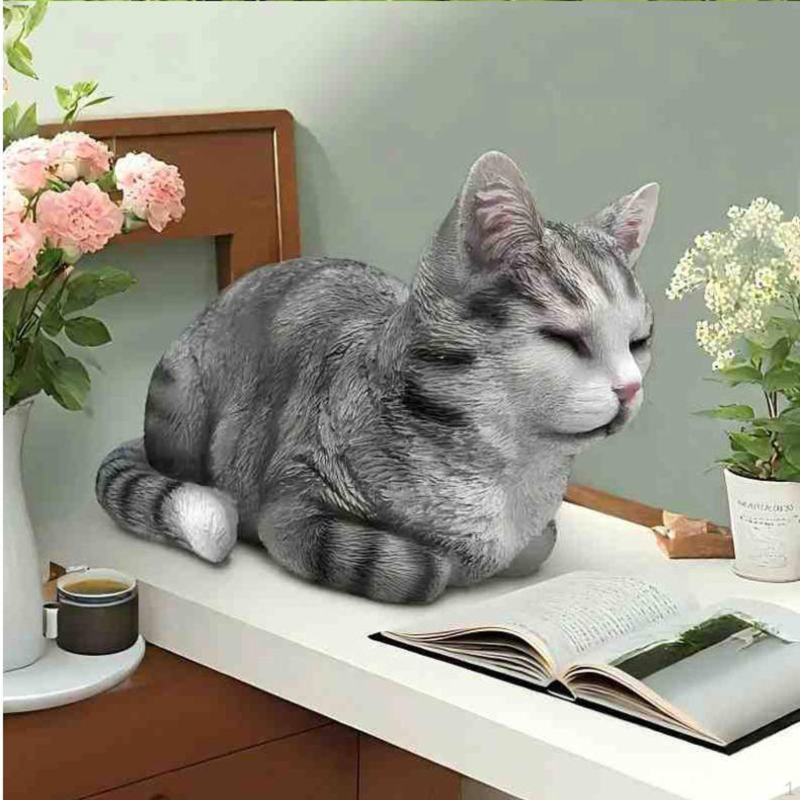 

Фигурка Спящий кот Статуя Скульптура Украшение для газона для ландшафта Дома серый