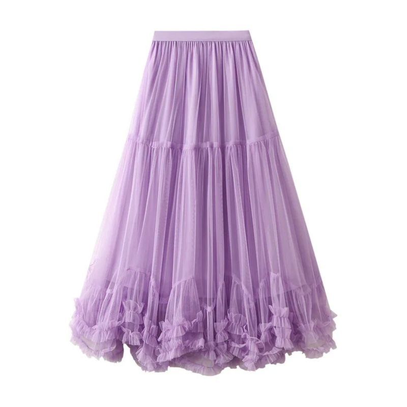 Mesh Half Body A- Line Large Swing Fluffy Skirta Big Hemline Pettiskirt