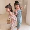 Net Celebrity Western-Stil Mädchen-Jumpsuits, florale, trägerlose, einteilige Kleidung, Kinder-Jumpsuits