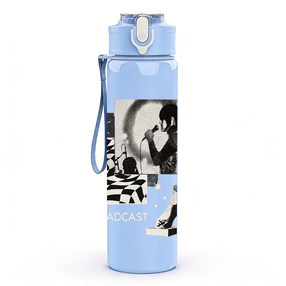 1PC Black White Band Grid Collage Print 750ml Portable Sports Water Bottle Leakproof Gym Outdoor Travel Drink Cup