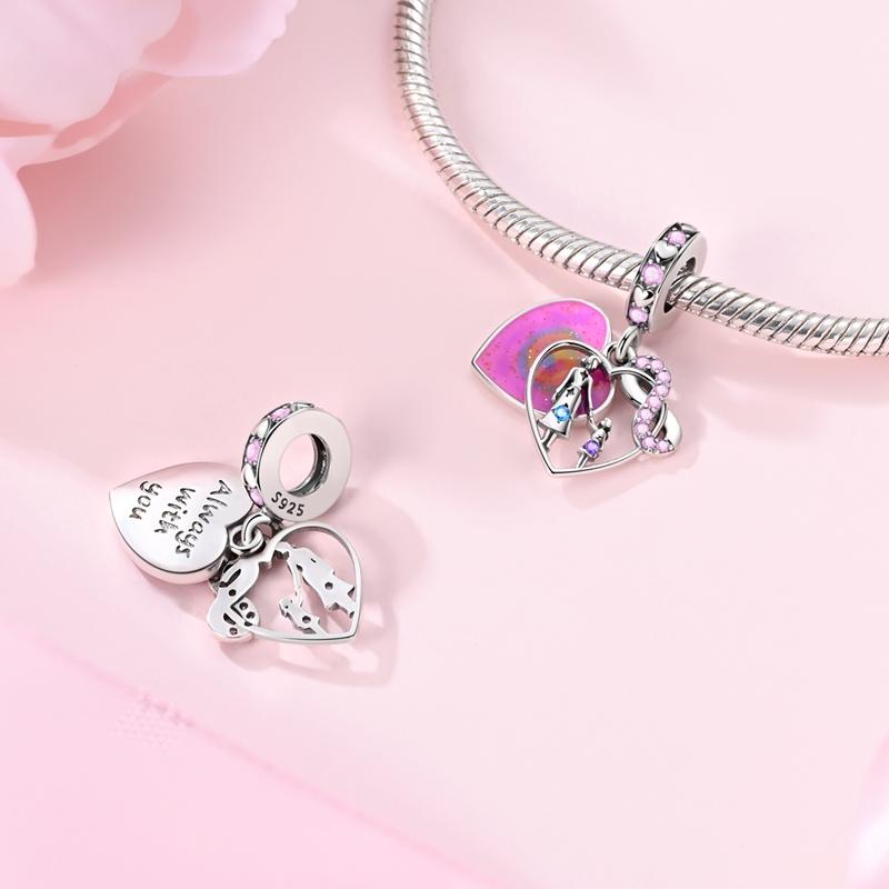 Heart Shaped Mother'S Day Elements Pendant Charm Beads Fits Bracelets Bangle Necklace Women Luxury Diy Fine Dangle Bead Jewelry