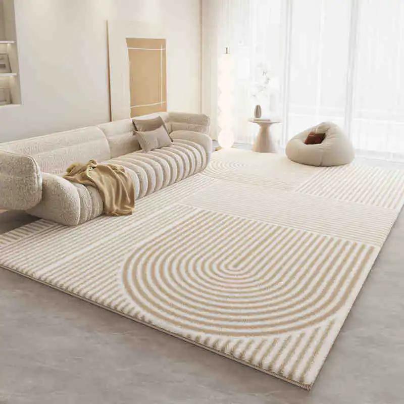 Soft Cream-Colored Thickened Non-Slip Carpet Plush Rug for Living Room Bedroom Home Sofa Coffee Table Anti-Cold Floor Mat