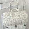 Quilted Travel Bag for Women Cute Floral Weekend Bag with Zipper Large Cotton Gym Bag Portable Workout Grocery Pouch