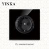 YINKA Tempered Glass 1/2/3/4 Gang 1/2 Way On / Off Wall Light Switch LED Indicator FR EU Standard Universal Home Socket