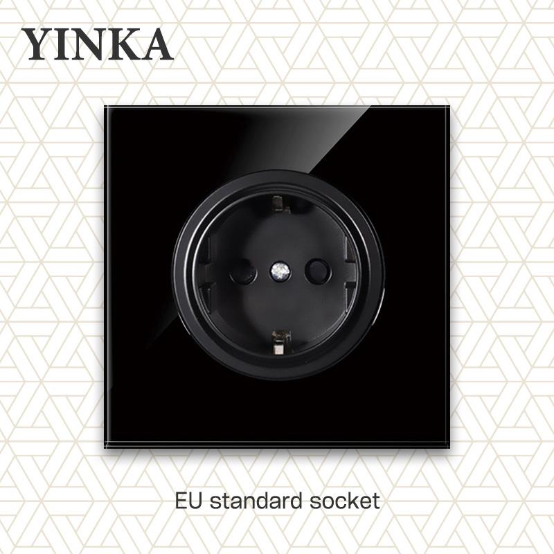 YINKA Tempered Glass 1/2/3/4 Gang 1/2 Way On / Off Wall Light Switch LED Indicator FR EU Standard Universal Home Socket