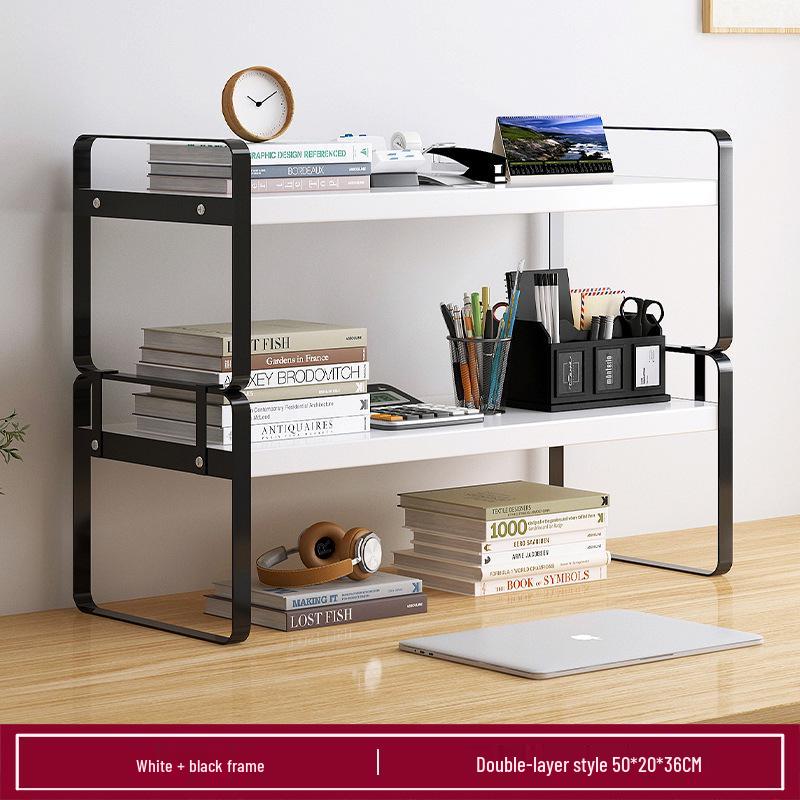 Wrought Iron Desktop Bookshelf for Bedroom, Living Room, or Office - Small, Simple Tabletop Organizer