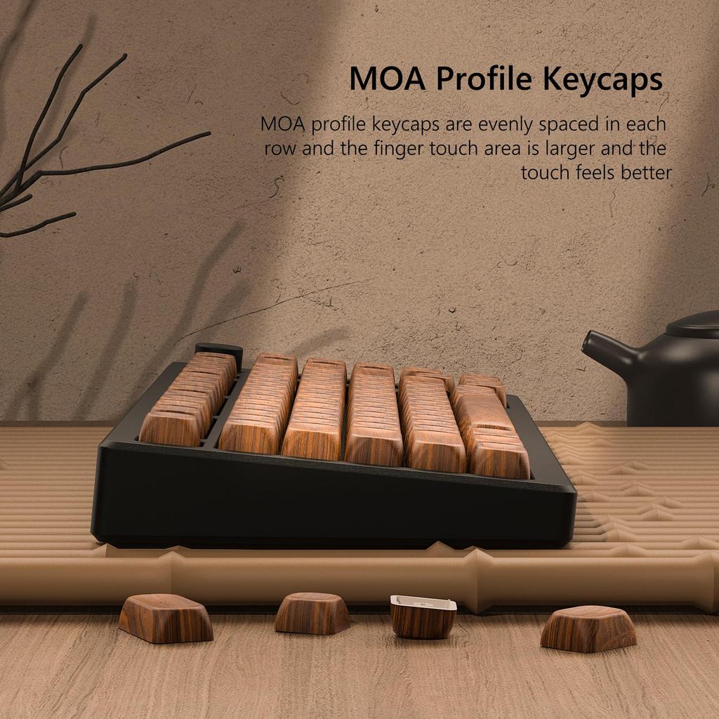 Womier Keycap MOA Profile 131 Key PBT Wood Keycap Set Layout Japanese Layout Keycap for PC Keyboard 61/64/68/98/84/87/96/104/108 (Brown)