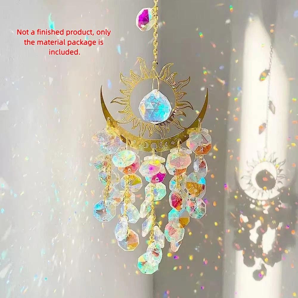 Handmade Crystal Sun Catcher Rainbow Prism Rainbow Prism Window Hanging Sun Moon Pendant Women