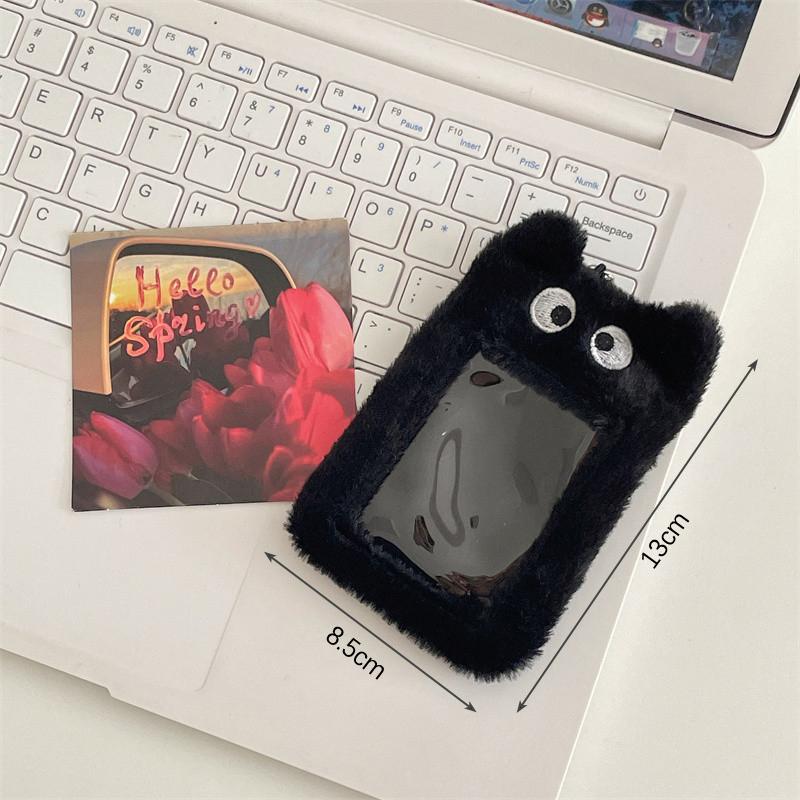 3 Inch Cute Cartoon Bear Rabbit Plush Photocard Holder Idol Photo Protective Sleeves Keychain Id Credit Protector Cover Pendant