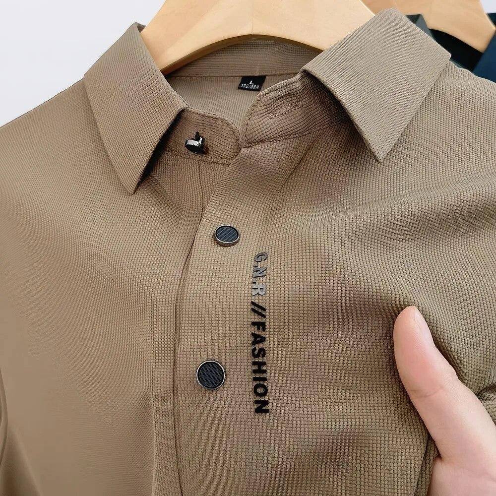 Heren T-shirt met Korte Mouw Zomer Ijszijde Zakelijk Naadloos Poloshirt
