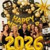 New Year Black And Gold Balloon Set Happy New Year New Year Decoration Party Decoration
