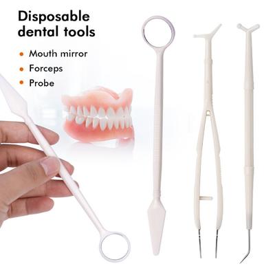 10Pack Disposable Oral Cleaning Tool 3Pcs Set Mouth Mirror Tweezers Probe Dental Consumables Dental Examination Supplies