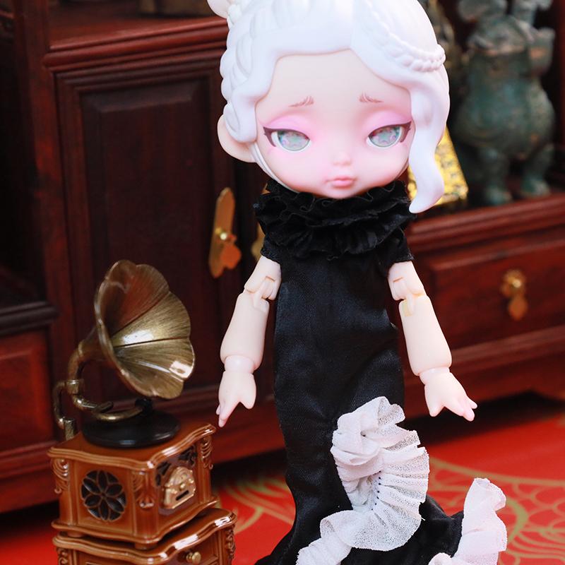 Dollhouse Miniature Retro Gramophone With Music Mini Phonograph Record Simulation Gramophone Handicrafts Home Model Toys Decor