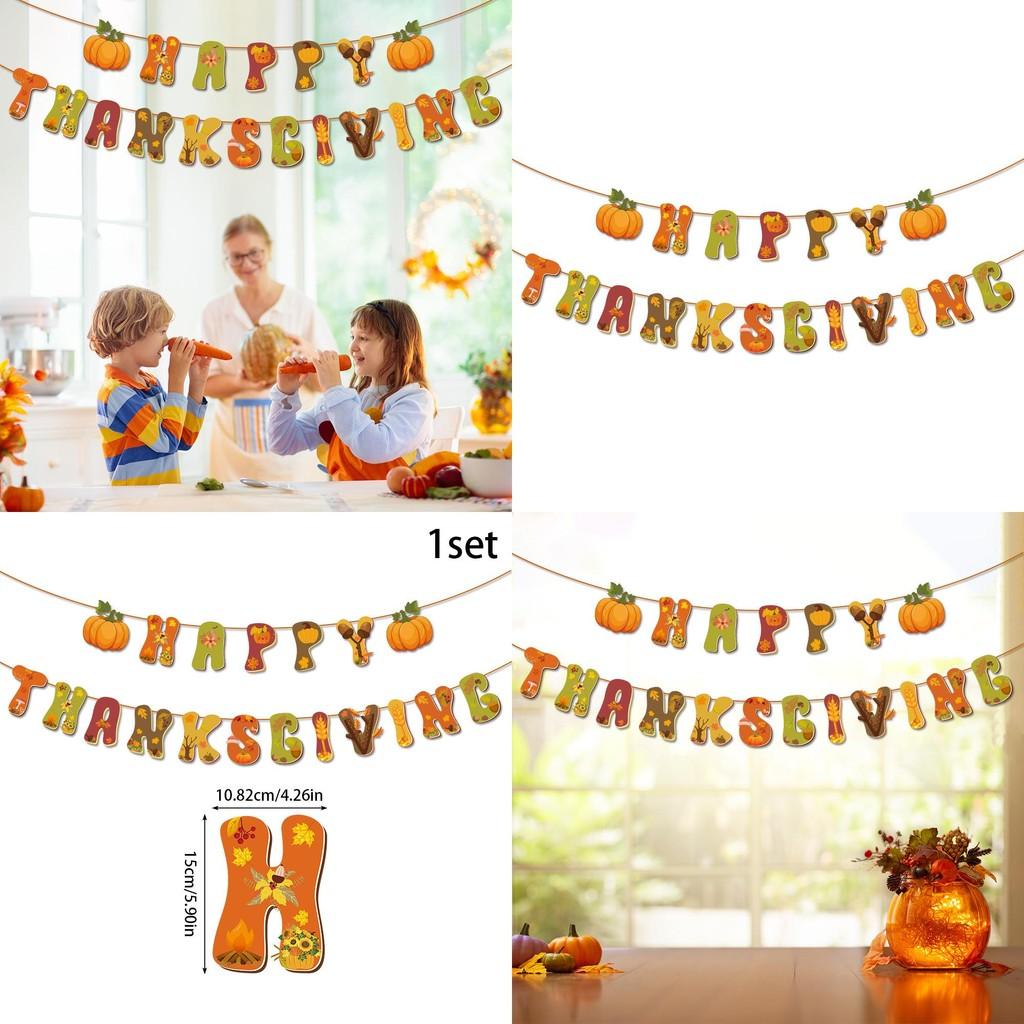 Festival Paper Fall Banner With Letter Set Thanksgiving Party Scene Decoration