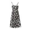 Shoulder Strap Adjustable Ink Floral Tube Top Suspender Dress Women's New Summer Waist Design Long Dress