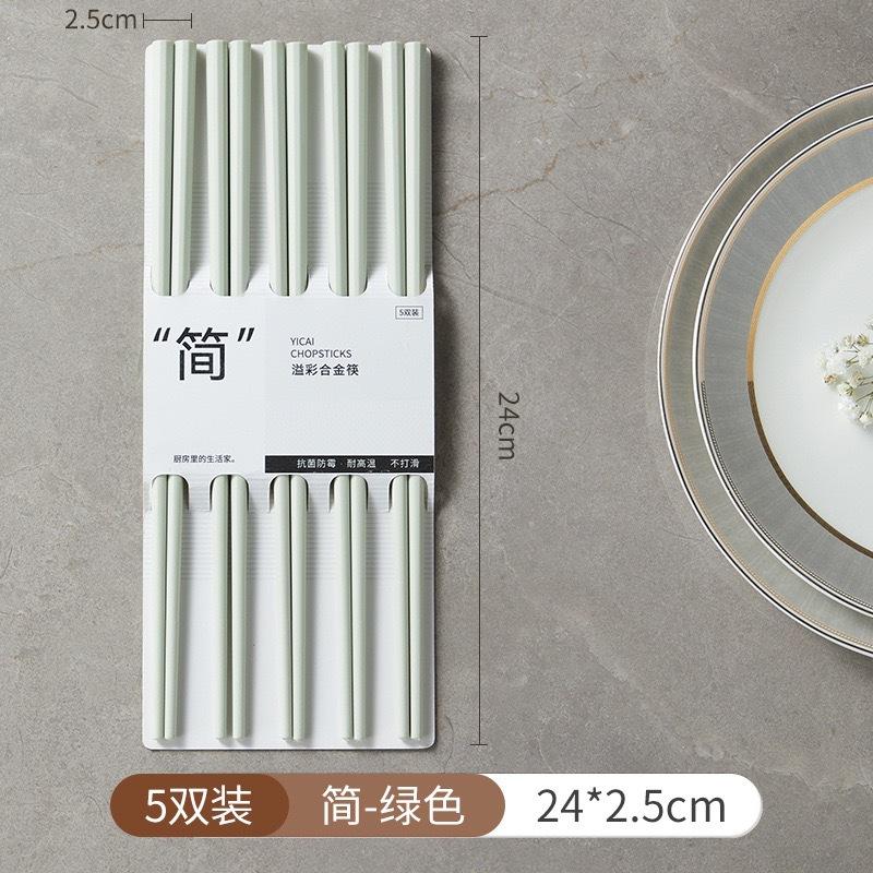 5 Pairs Alloy Chopsticks Food Grade Material High Temperature Resistant Healthy Anti Slip Mold Resistant Household Tableware