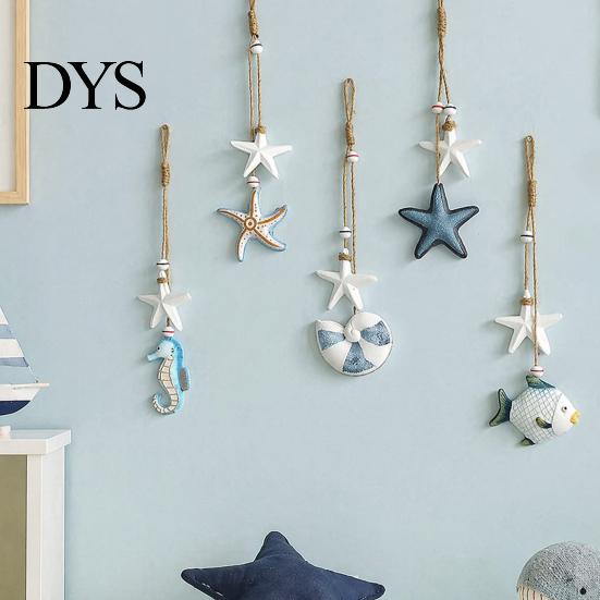 Nautical Wall Decor Wooden Starfish Hanging Decoration, Coastal Ornament, Ocean Boho Style Art Theme for Home Beach Lake House Sea Ornaments