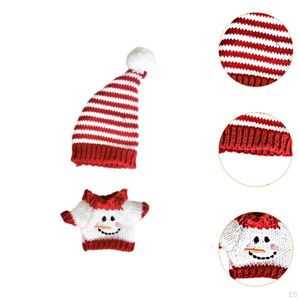 Plush Doll Pullover Top Dress Up Christmas Snowman Outfit Keychain Clothes Set for 6.69''