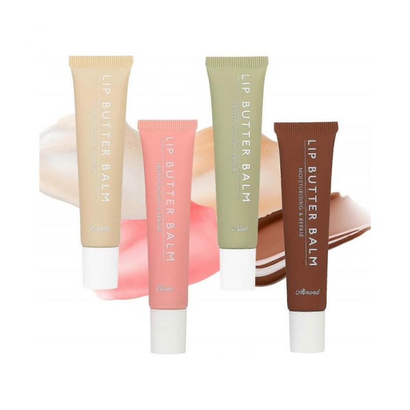4Pcs Lip Butter Balm for Dry & Chapped Lips, Tinted Lip Mask Lip Care Butter Conditioning for Instant Moisture Shine and Hydration