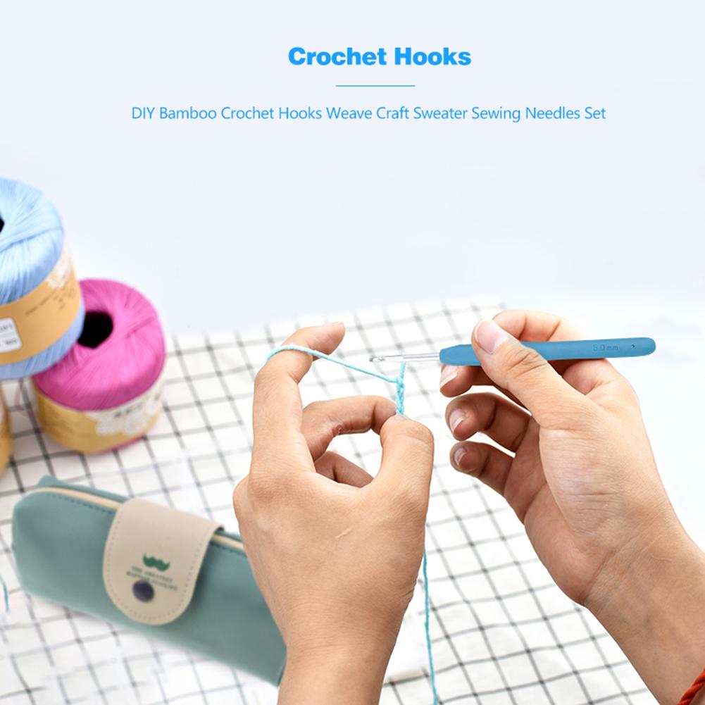 High-end Leather Case Packaging Aluminum TPR Crochet Hook Set 245g 20-80mm Sizes Ergonomic Grip Crochet Tools for Most Crochet P