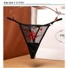 Sexy Plaid Perspective Thong Women's Hot Hollowed-out Embroidered Love Diamond Jewelry Beautiful Buttocks Low Waist Thin Belt Seduction Panties