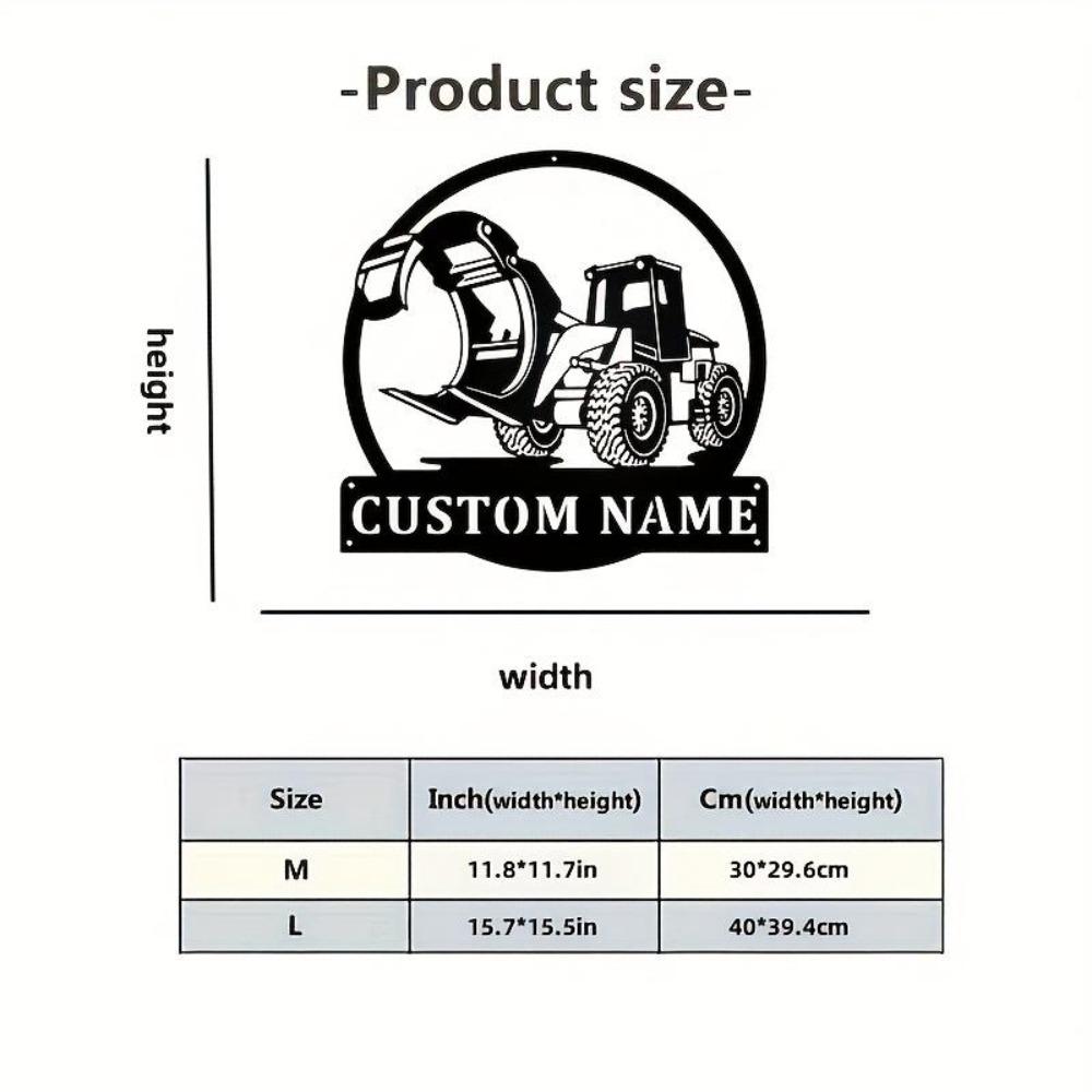 Heavy Equipment Metal Wall Art Personalized Excavator Sign Interior Ornament Festive Gift