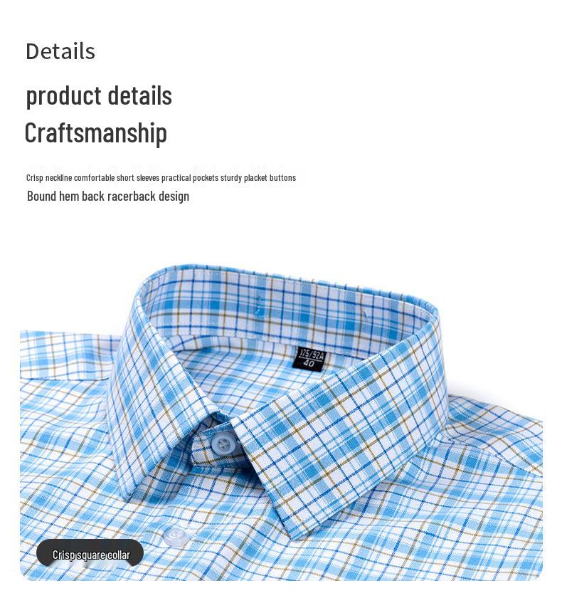 Men's Plus Size Short Sleeve Plaid Oxford Cotton Shirt