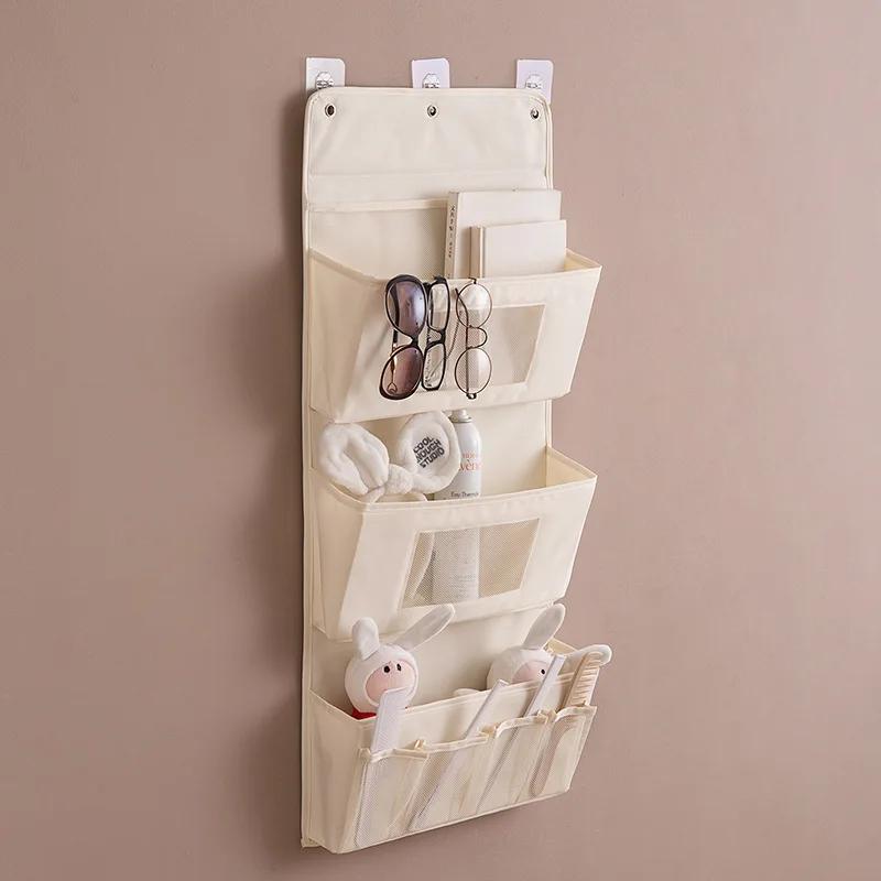 

Creative Fabric Makeup Storage Bag Multi-layer Hanging Bag Behind Door Organizer Bag Dormitory Storage Bag Sundries Bag three layers